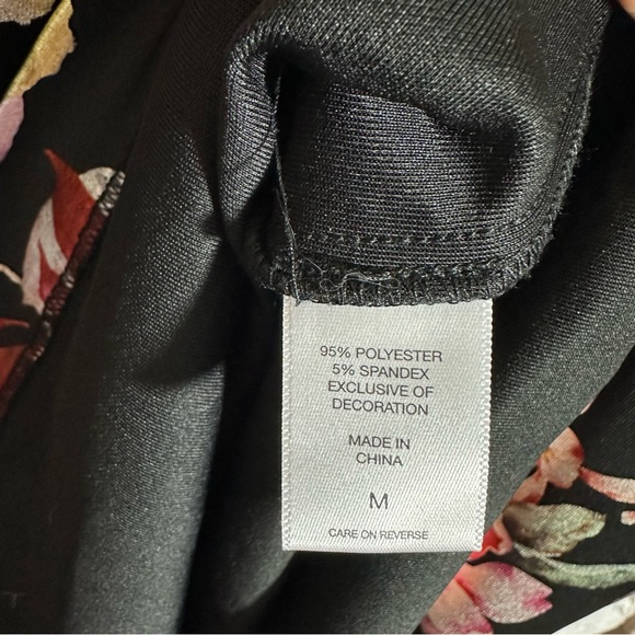 New York & Company Womens Sz M V-Neck Sheath Metallic Foil Floral Dress Black - Picture 8 of 8